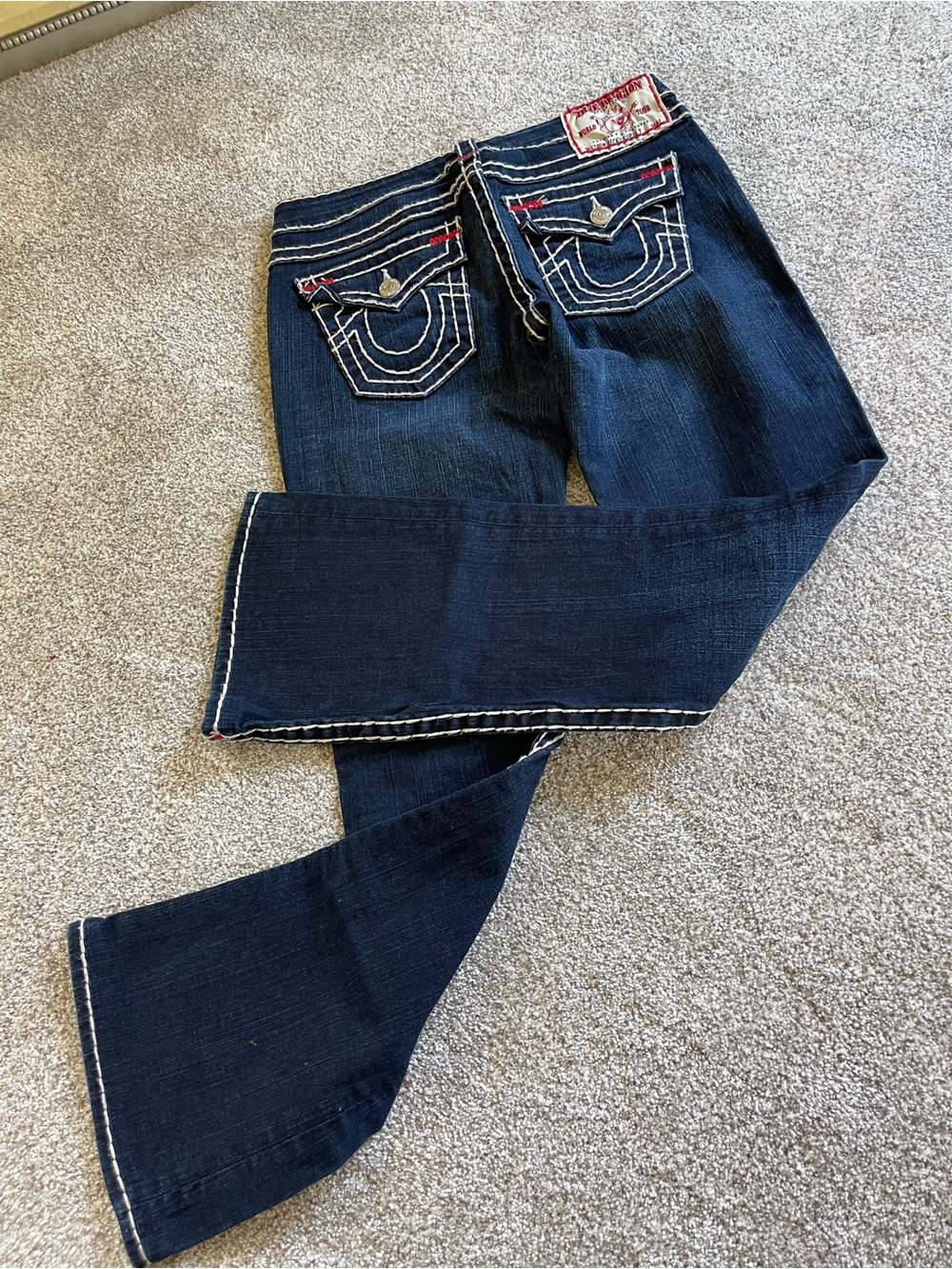 True Religion Fashion Becky Super T Jeans with Stunning White Accent Stitching - Picture 3 of 5